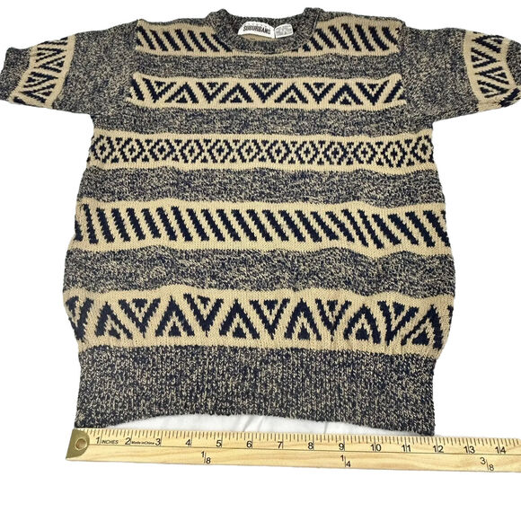 VTG Country Suburbans Womens S Knit Blouse Top Short Sleeve Stretch Geometric - Picture 7 of 8